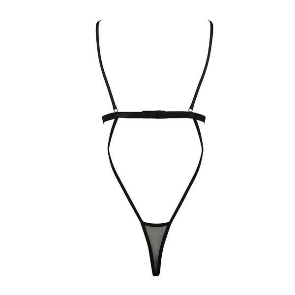 Боді-монокіні з відкритими грудьми Passion DIABOLINA BODY S/M, black PS25802 фото