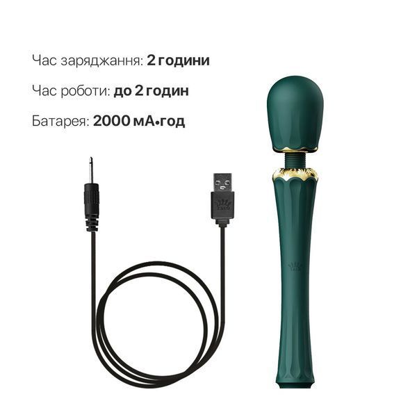 Вібромасажер з насадками Zalo &mdash; Kyro Wand Turquoise Green SO6650 фото
