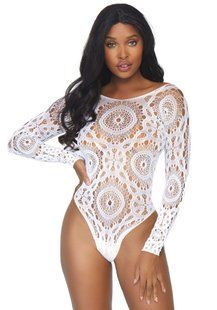 Еротичне боді-бодістокінг Leg Avenue Snap crotch thong back teddy White M/L SO9134 фото