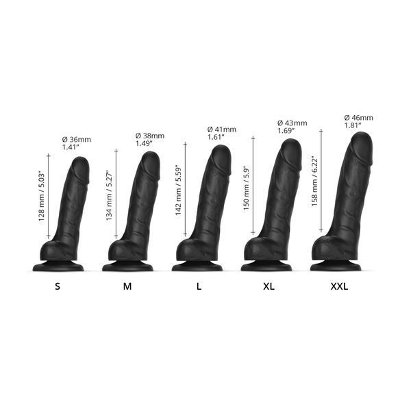 Реалістичний фалоімітатор Strap-On-Me Sliding Skin Realistic Dildo Black S, ефект рухливої шкіри SO6252 фото