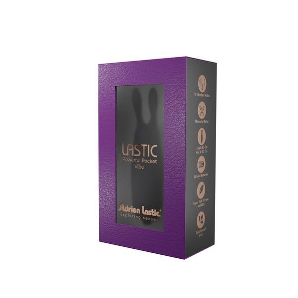 Віброкуля Adrien Lastic Pocket Vibe Rabbit Black зі стимулювальними вушками AD33499 фото